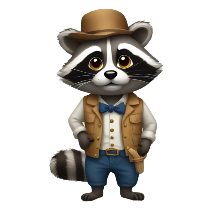 Raccoon dressed like French painter sticker