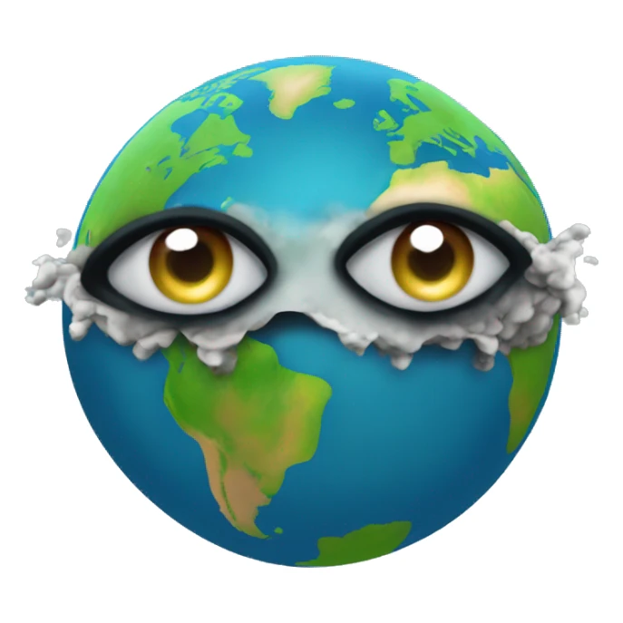 earth with pollution adverse effects with message written down to save earth and eyes and mouth sticker