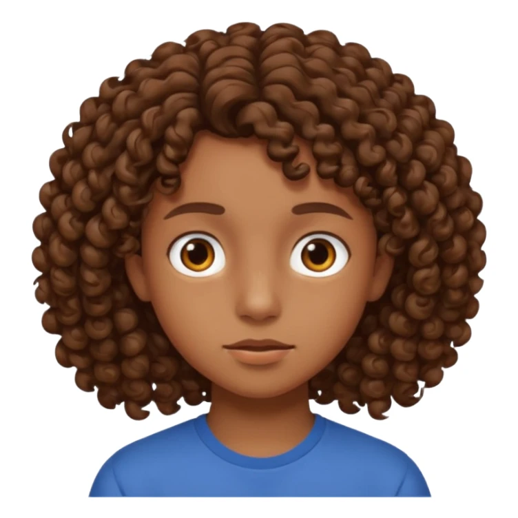 adolescent au visage impassible. Cheveux chatains frisés sticker