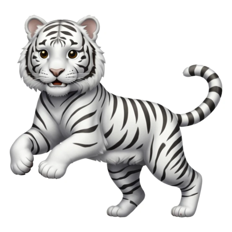 A white tiger pouncing at the screen with silver accsents  sticker