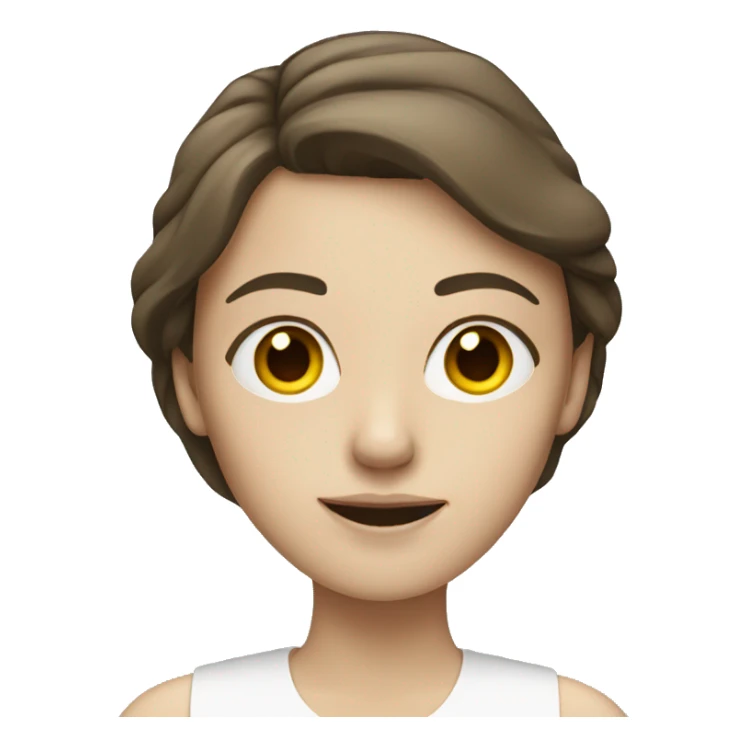 Pale brunette woman with tablet sticker