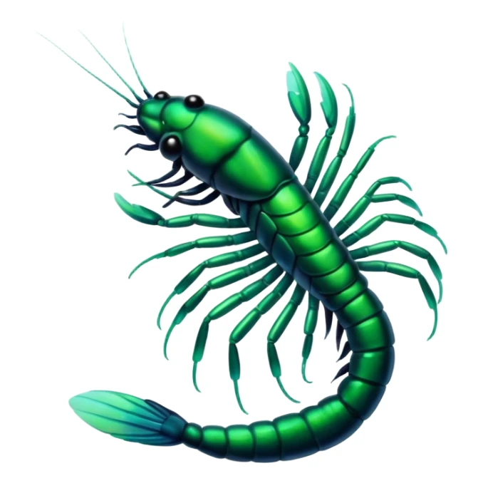 emoji of a glowing green shrimp sticker