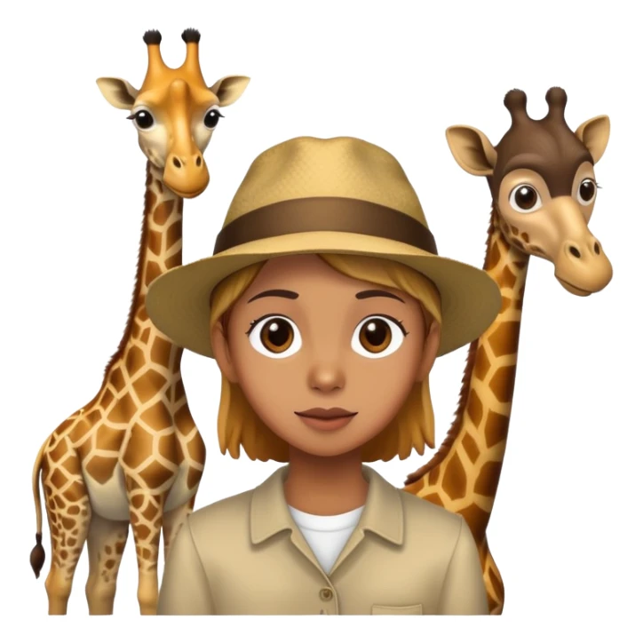 a person visiting a zoo with animals like giraffe and monkey in the background sticker