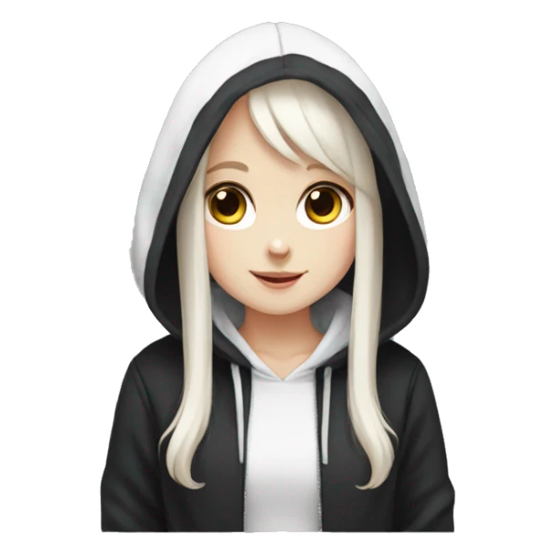 white lop ear rabbit girl wearing black hoodie sticker