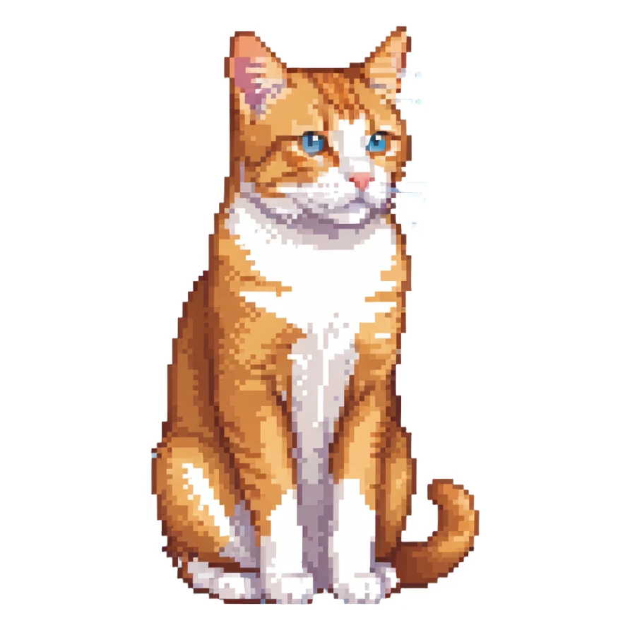orange tabby cat sitting position, showing full body sticker