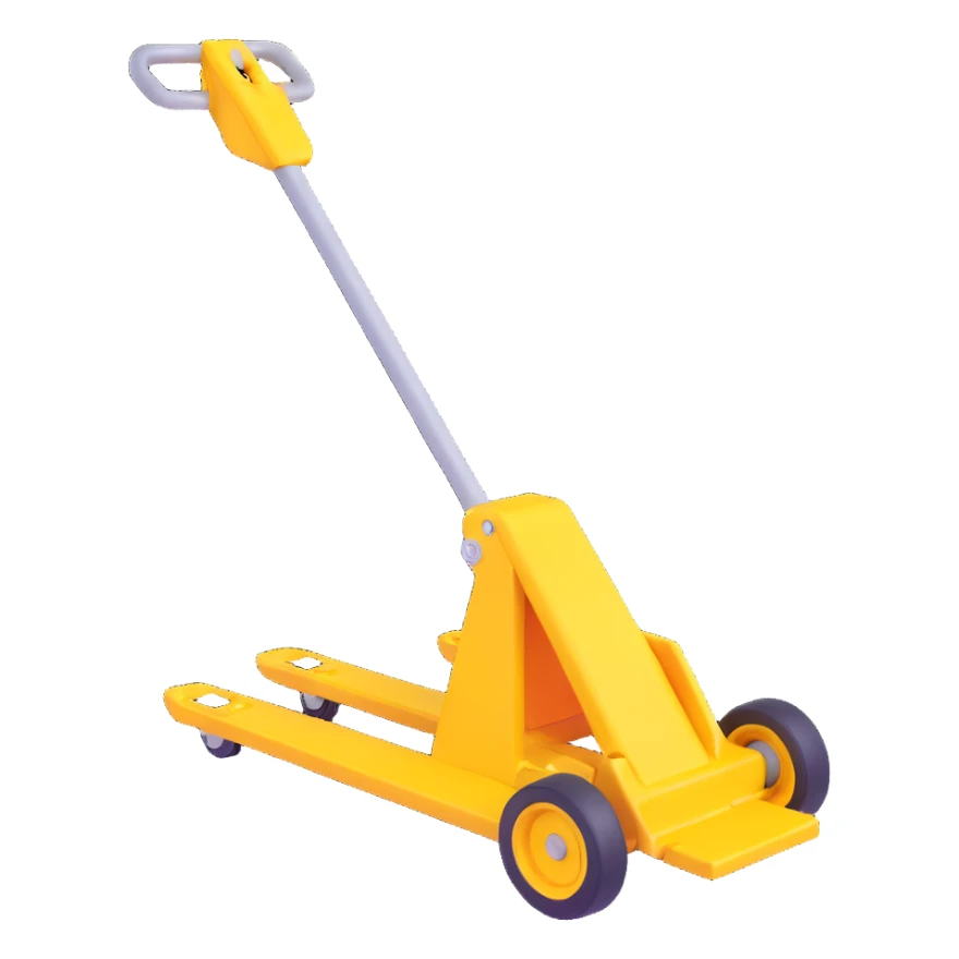 Make the pallet truck yellow, keep the same style and subject, 3D emoji style. sticker
