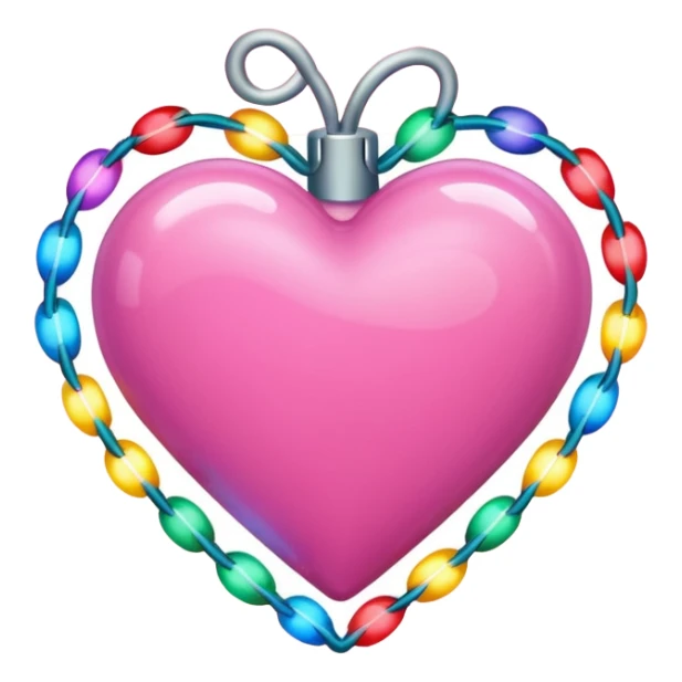 Pink heart wrapped in Christmas lights  sticker