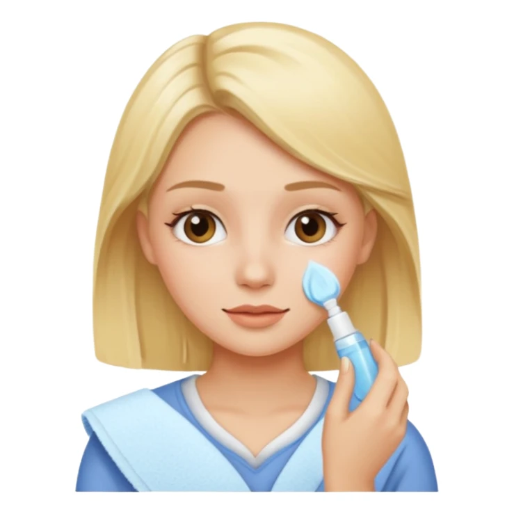 haz una chica rubia haciendose su skincare sticker