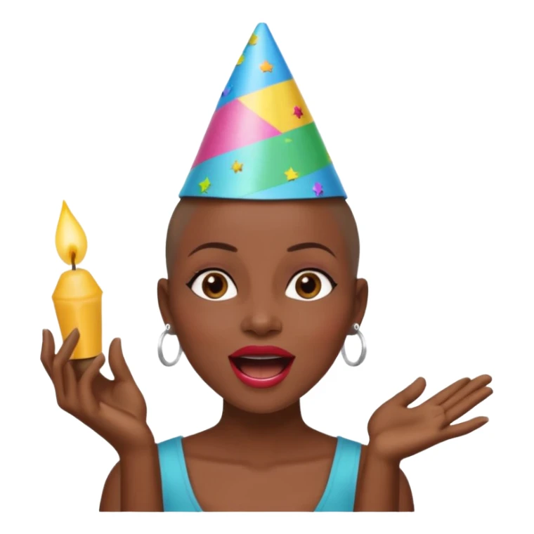 Classic mustang dark women with shaved head sing happy birthday sticker