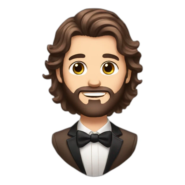 Groom Brown hair Brown eyes beard long hair sticker