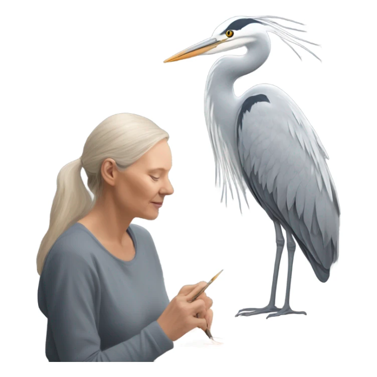 Grey heron and denise whitebread fanninh collaborating on a sculpture sticker