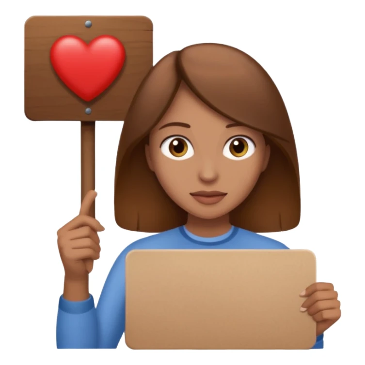 brown haired women with a sign with "Sosholondas" on it sticker