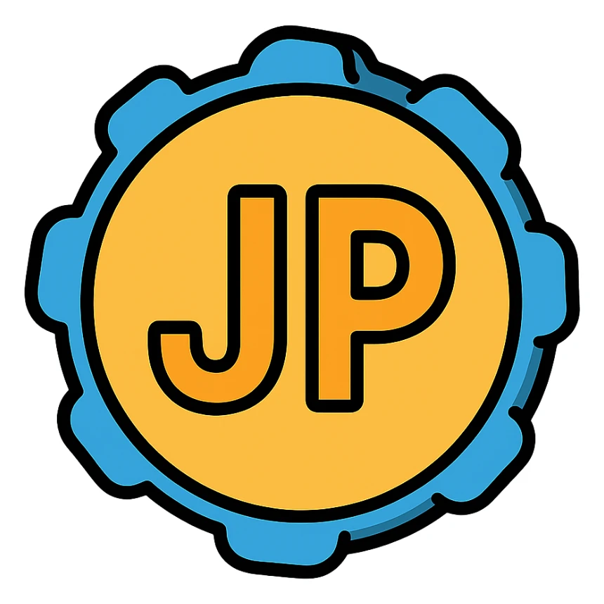 foam rubber coin with the text 'JP' on it sticker