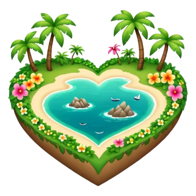 A island heart with green and flowers on it sticker