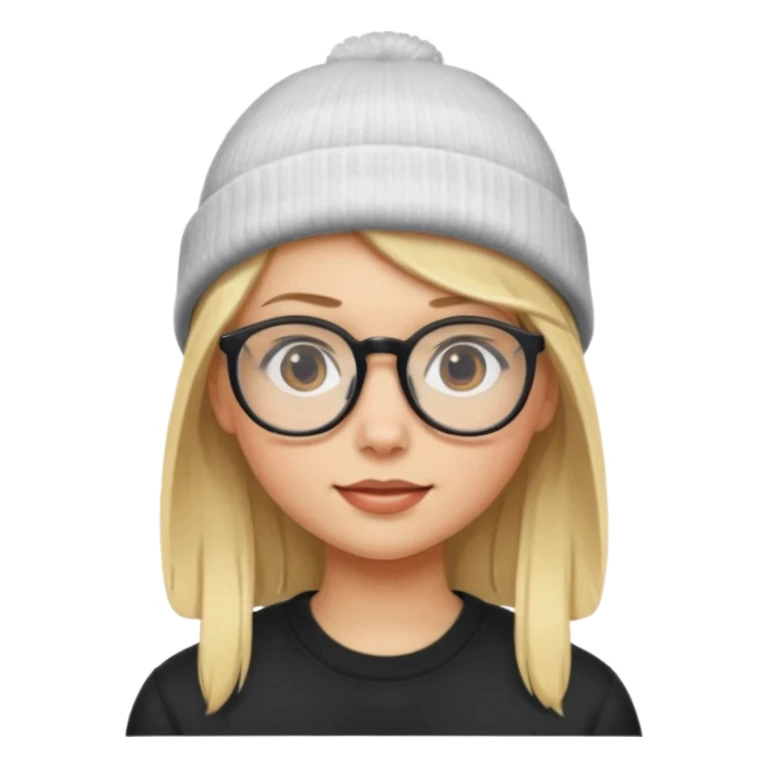 Blonde girl wearing glasses and beanie sticker