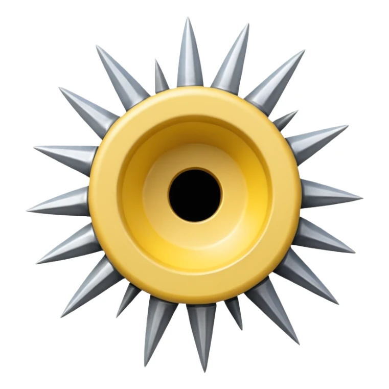 Whele with  small little sharp spikes all around and whele like joining from centre a hole at center, light yellow  like sudarshan chakra wepon sticker