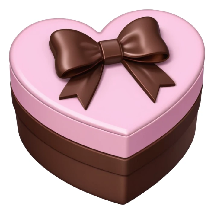pale pink heart box, pale pink bow, filled with chocolates inside sticker