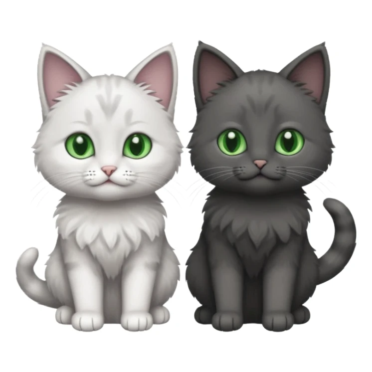 2 different coloured small cats including a dark grey and white and a completely solid dark grey with green eyes and only white paws sticker