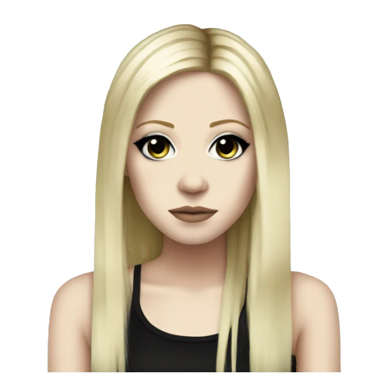 Avril Lavigne, blonde emo hair, wearing eyeliner sticker