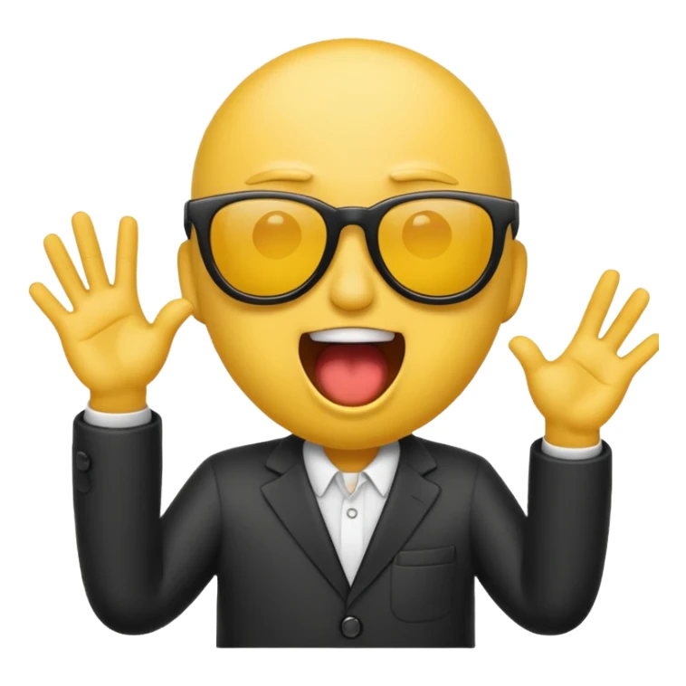 Emoji with sunglasses shouting out of hands sticker