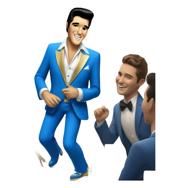 Elvis in blue suit at a party sticker