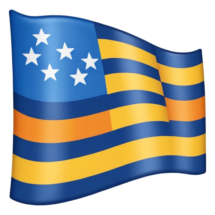 A flag whit darkblue, blue, white, yellow and orange and has 5 stripes white in the middle, blue in next to white left, yellow next to white right, orange next to yellow right, dark blue next to blue left sticker