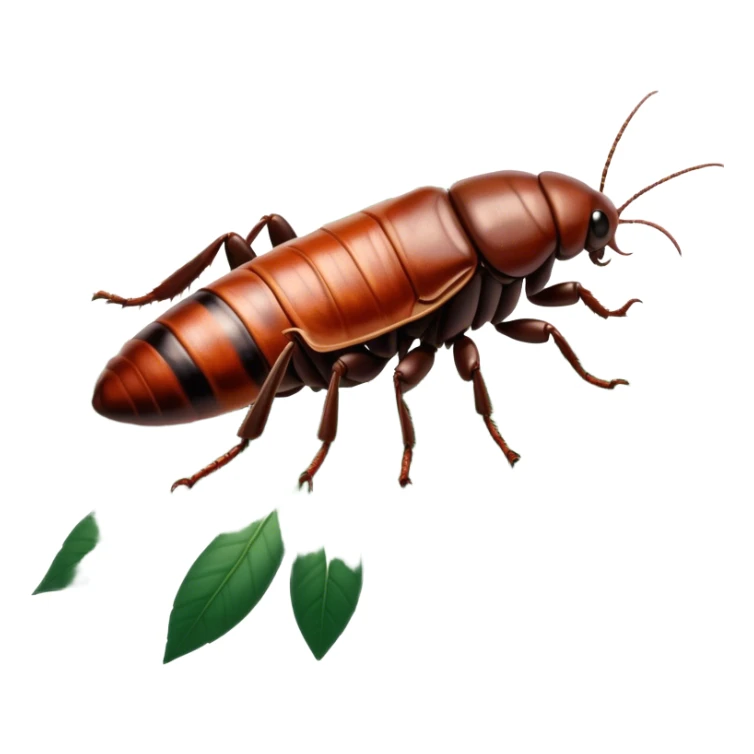 Giant Madagascar hissing cockroaches in their natural habitat, crawling over leaves and branches. Detailed close-up, highlighting their size, texture, and distinctive hissing feature. Soft, natural lighting and a transparent background. sticker