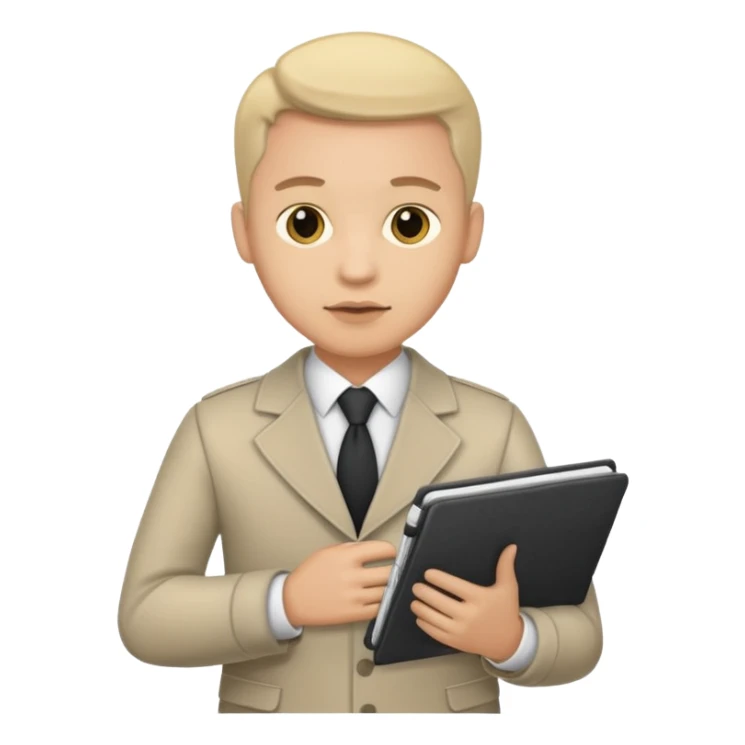 male corrupt reporter holding his notebook sticker