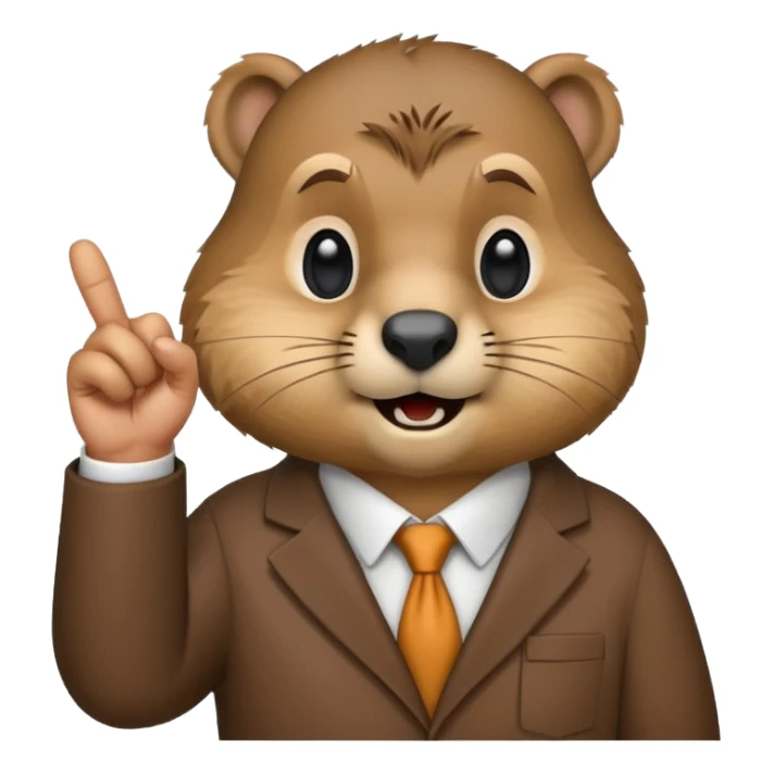 Create a version of the "nerd emoji with finger pointing up" meme with the face of a groundhog sticker