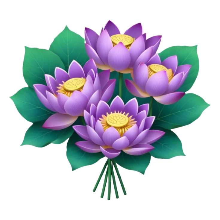 bouquet Purple Lotus,stem, Lotus leaf sticker