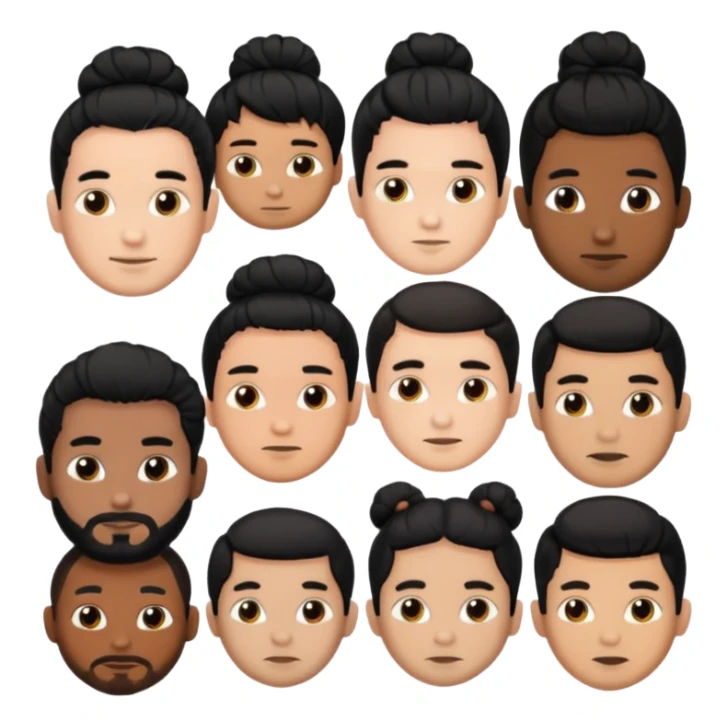 men with black bun hair sticker