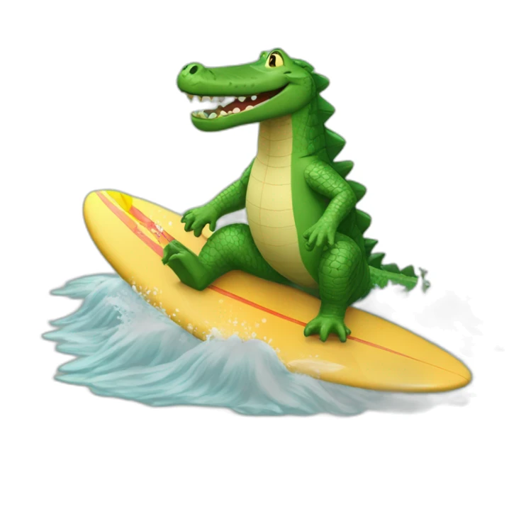 Chat qui fait du surf sur un lac remplie de crocodile sticker
