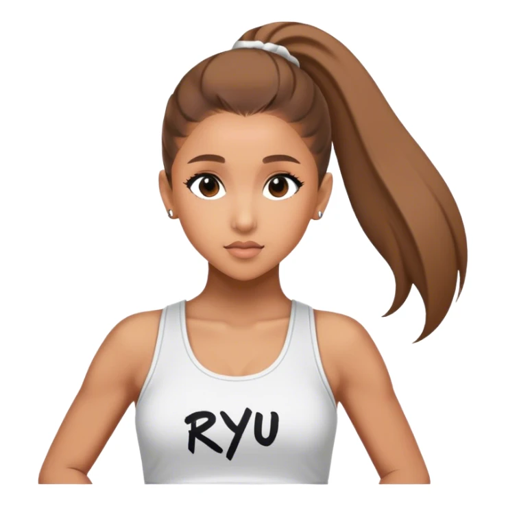 Ariana grande with "ryu" written on toptank sticker