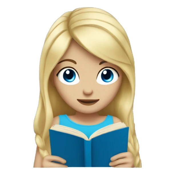 blonde hair blue eyed girl reading  sticker