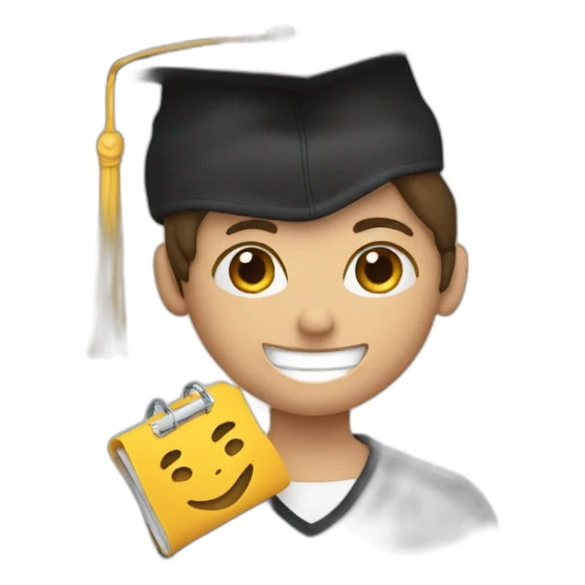 a student with a timetable in his hand and a black academic cap sticker