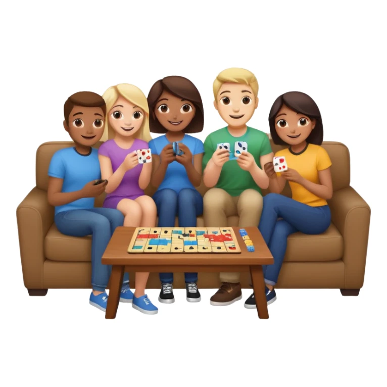 group of friends on couch playing a game sticker