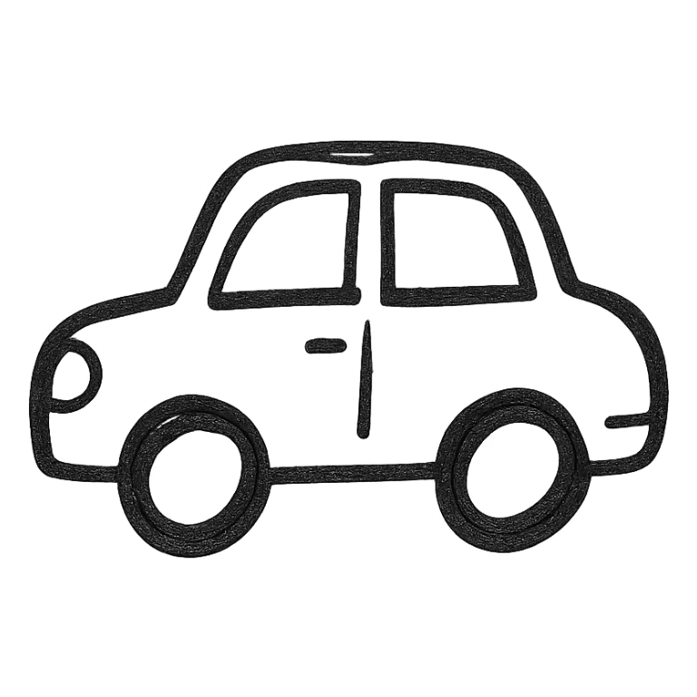 car, hand-drawn outlined icon style, no fill sticker