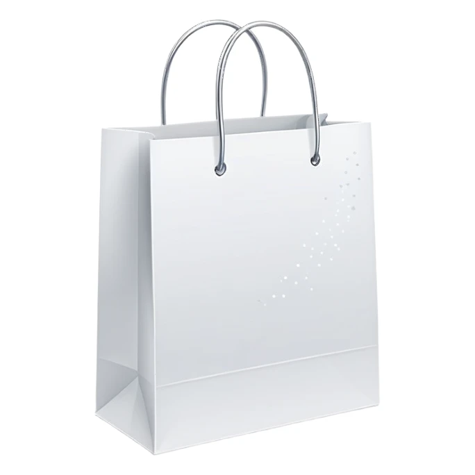 Minimalist shopping bag with soft modern lines, small sparkles, clean design for clothing store, simple elegant shopping icon sticker