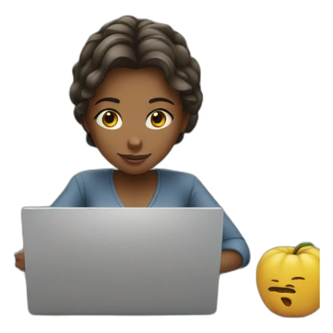 girl working in IT with laptop sticker