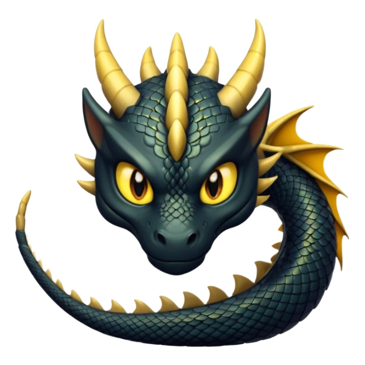 Black dragon with yellowish golden stripe scales  sticker