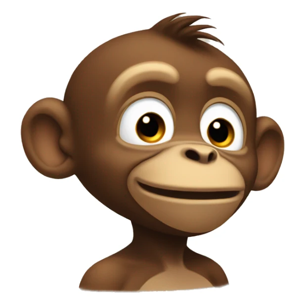 Viewed from the side, a cute little monkey is raising his chin sticker