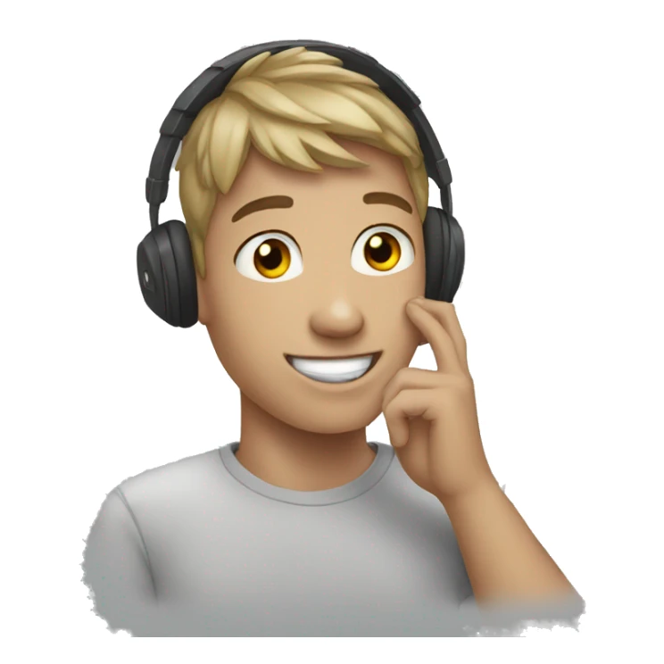 teenager boy with hearphone sticker