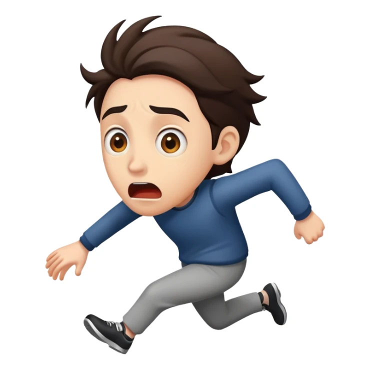 Person running away in fear, glancing back over shoulder with terrified expression sticker