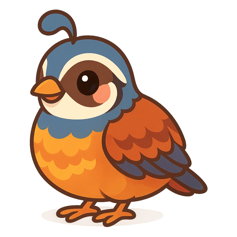 colorful and cheerful cartoon sticker of a Kurdish quail (native to Kurdistan), no text, suitable for WhatsApp and Instagram, transparent background sticker