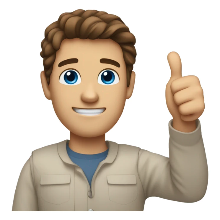 A man with brown hair blue eyes giving a thumbs up sticker