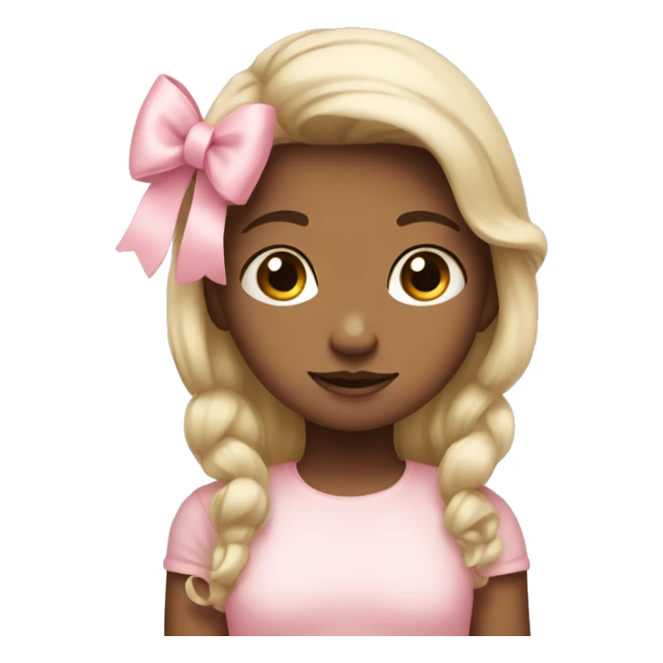 Shy girl with pastel pink bow sticker