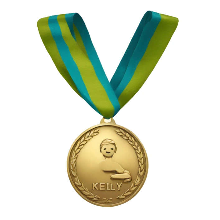 a medal with the word Kelly on it sticker