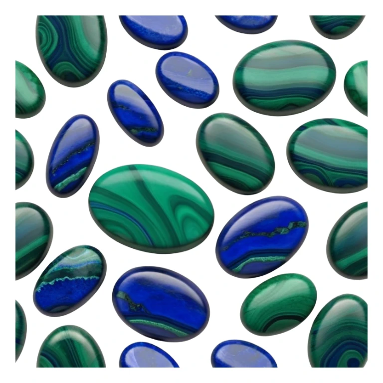 Oval azurite malachite cabochon showing rich blue azurite and vibrant green malachite bands sticker