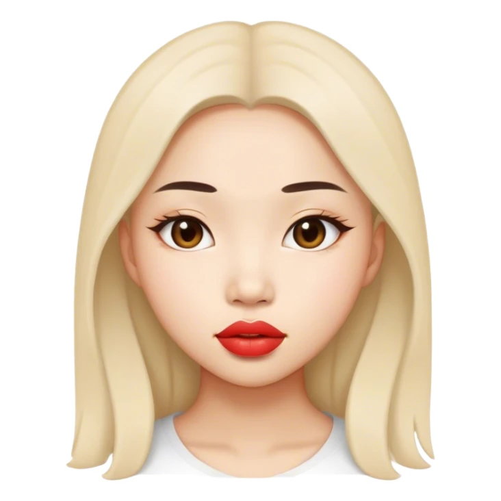 Asian girl with fool lips sticker