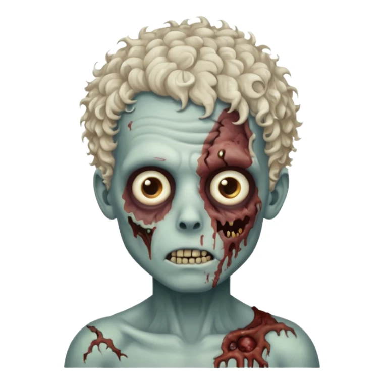 Menino zumbi com cabelo cacheado com luzes brancas sticker